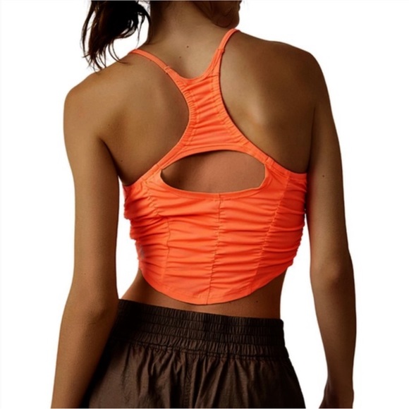 FP MOVEMENT Neon Coral Shirr Enough Ruched Tank - Picture 5 of 8